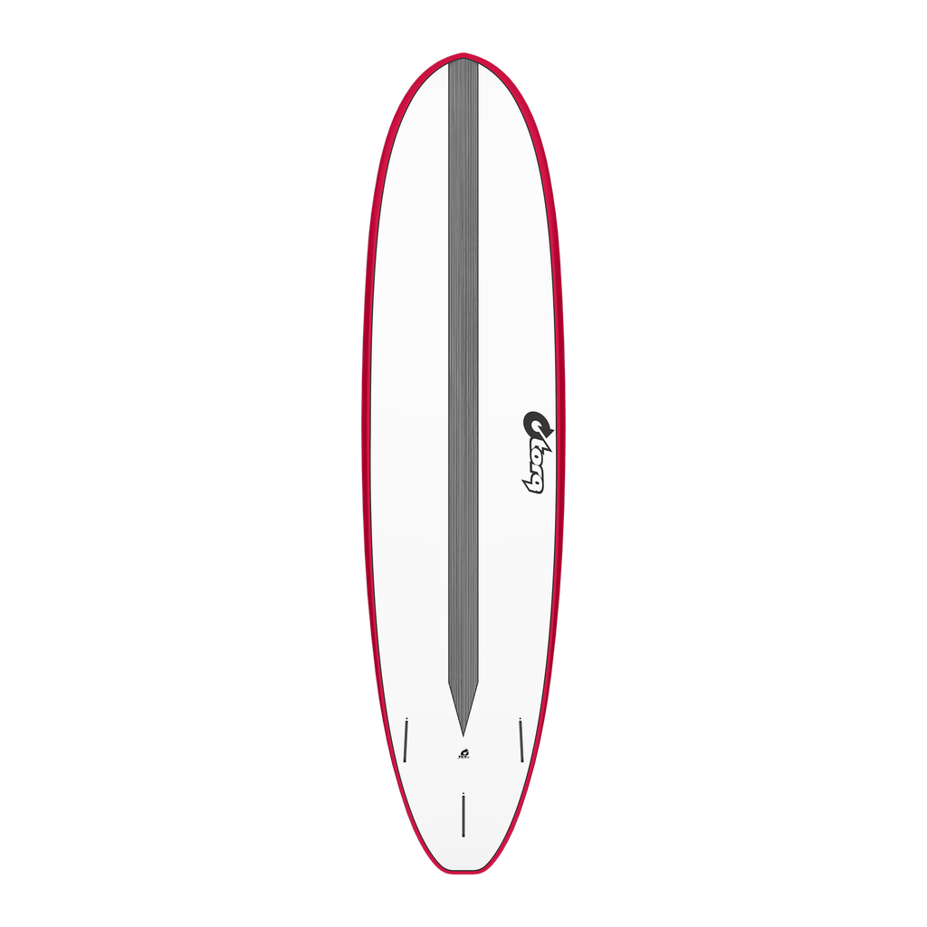 torq TET 7´4 - Funboard V+ - White + Carbon Strip + Red Rails