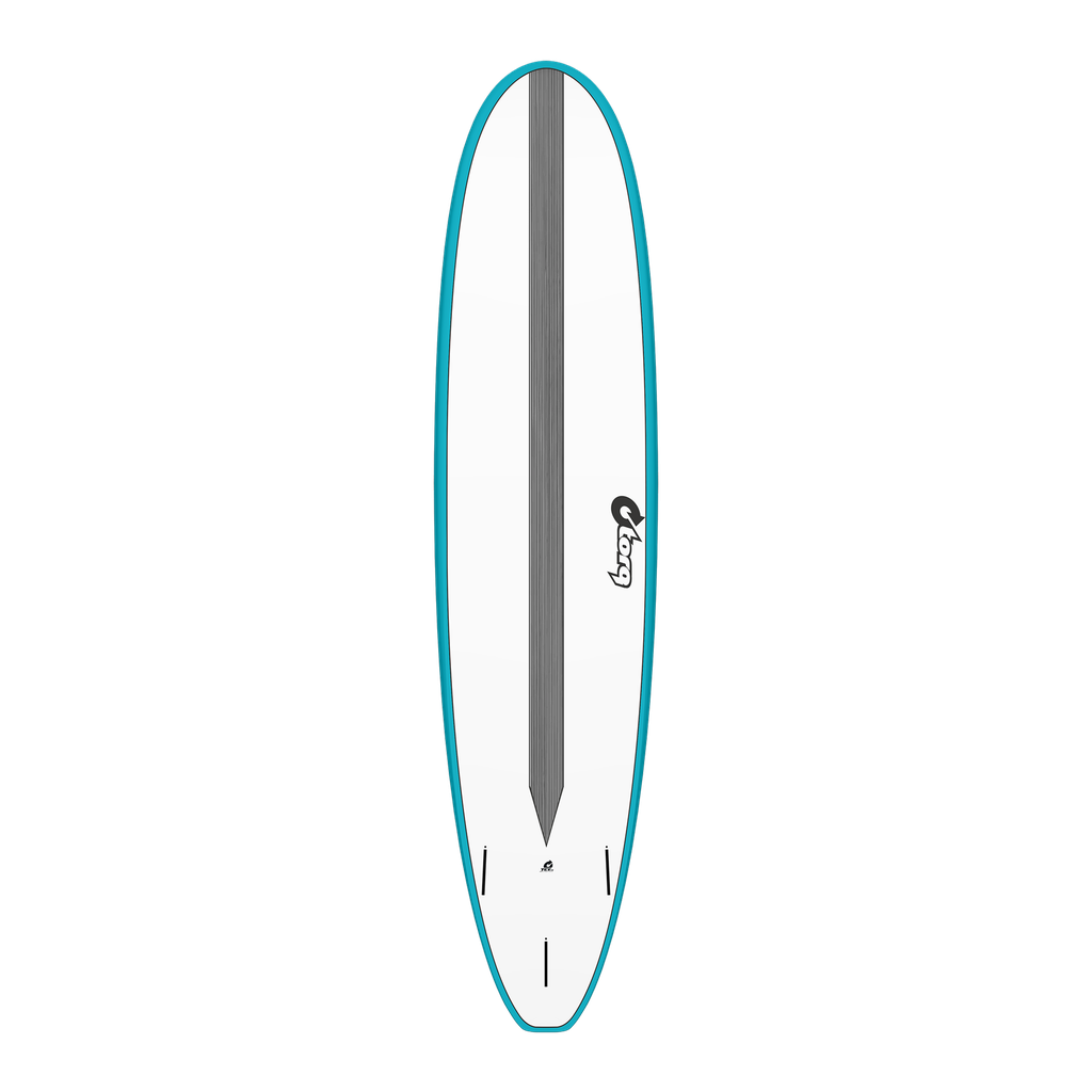 torq TET 8´0 - Longboard - White + Carbon Strip + Teal Rails