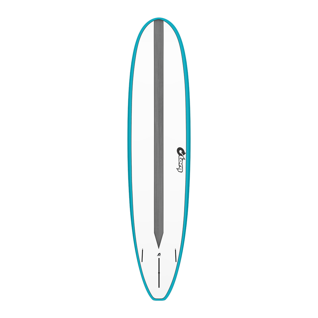 torq TET 8´6 - Longboard - White + Carbon Strip + Teal Rails