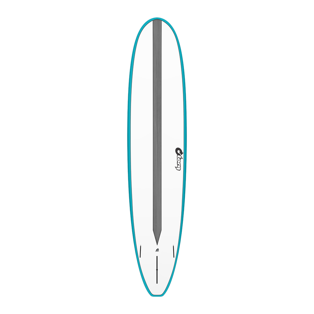 torq TET 9´0 - Longboard - White + Carbon Strip + Teal Rails