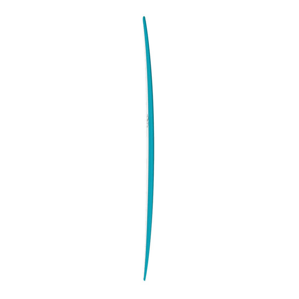 torq TET 9´1 - Longboard - White + Carbon Strip + Teal Rails