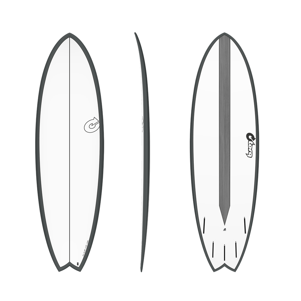 torq TET 5´11 - Fish - White + Carbon Strip + Graphite Rails