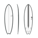 torq TET 5´11 - Fish - White + Carbon Strip + Graphite Rails