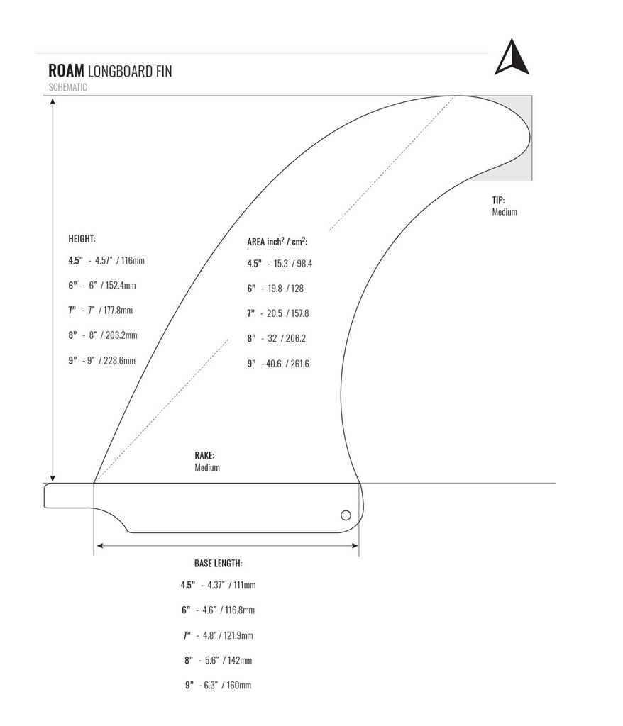 ROAM - Longboard Fin - Black - Size 9.75''