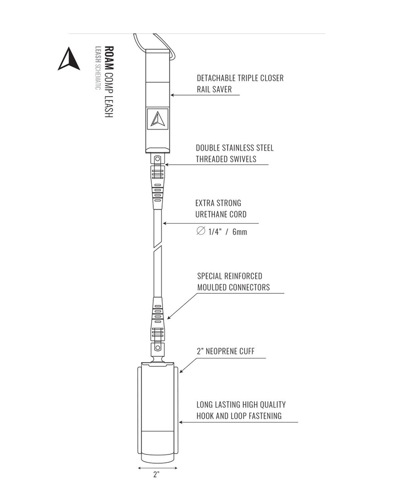 ROAM - 6' Comp Leash - Black