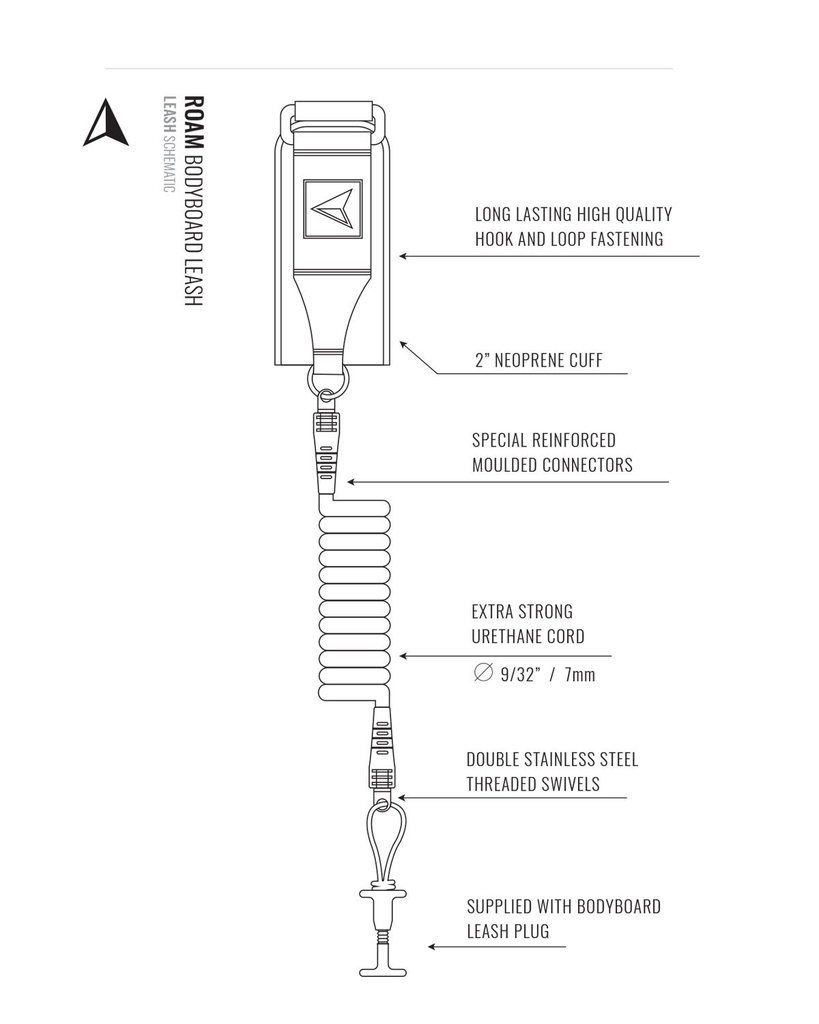 ROAM - 4' Bodyboard Leash - Black - Large