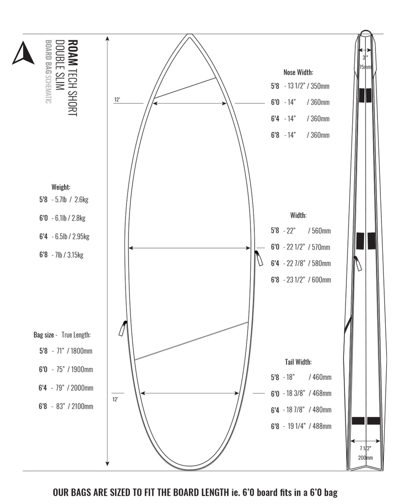 ROAM - 5'8 Short TECH BAG - Double Slim