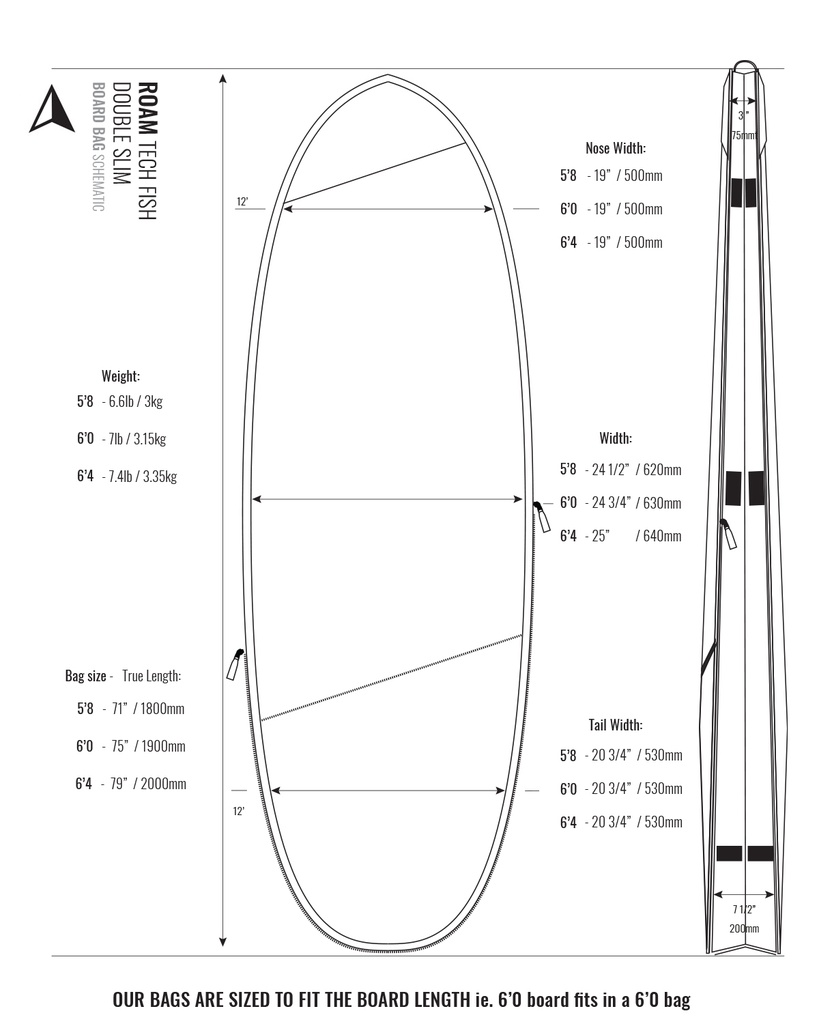 ROAM - 5'8 Fish/Hybrid TECH BAG - Double Slim