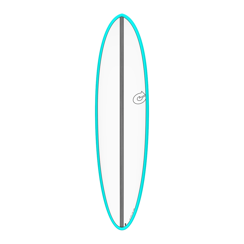 torq TET 7´2 - Funboard - White + Carbon Strip + Miami Blue Rails