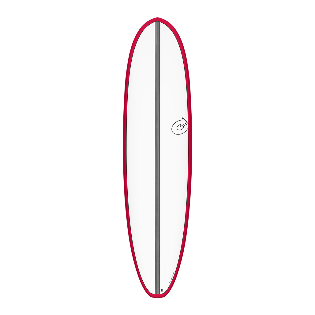 torq TET 7´4 - Funboard V+ - White + Carbon Strip + Red Rails