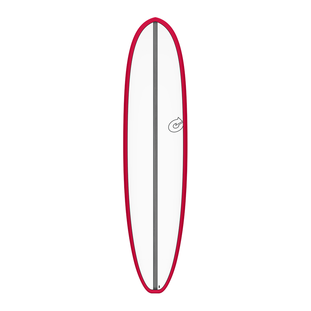 torq TET 8´2 - Funboard V+ - White + Carbon Strip + Red Rails