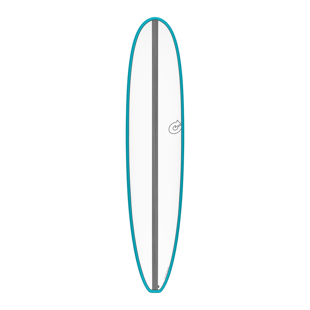 torq TET 9´0 - Longboard - White + Carbon Strip + Teal Rails