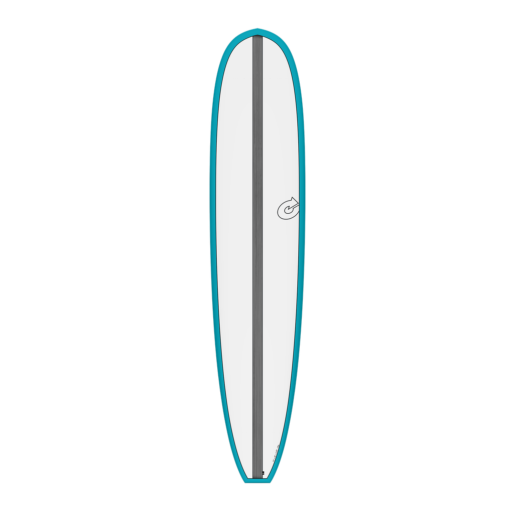 torq TET 9´1 - Longboard - White + Carbon Strip + Teal Rails