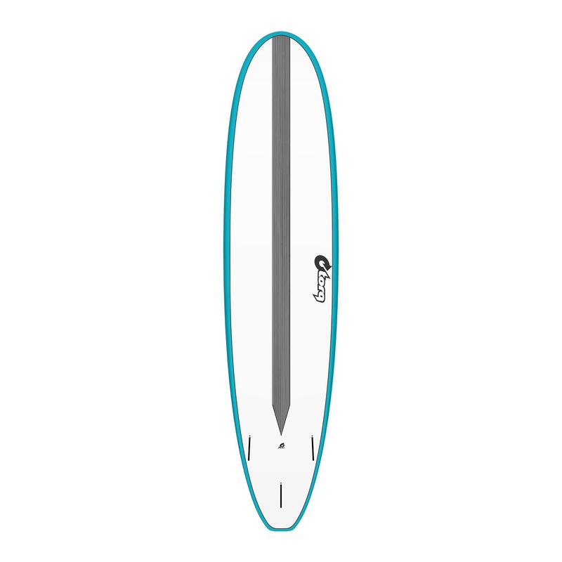 [TQ-E-CS-RS-0800] torq TET 8´0 - Longboard - White + Carbon Strip + Teal Rails